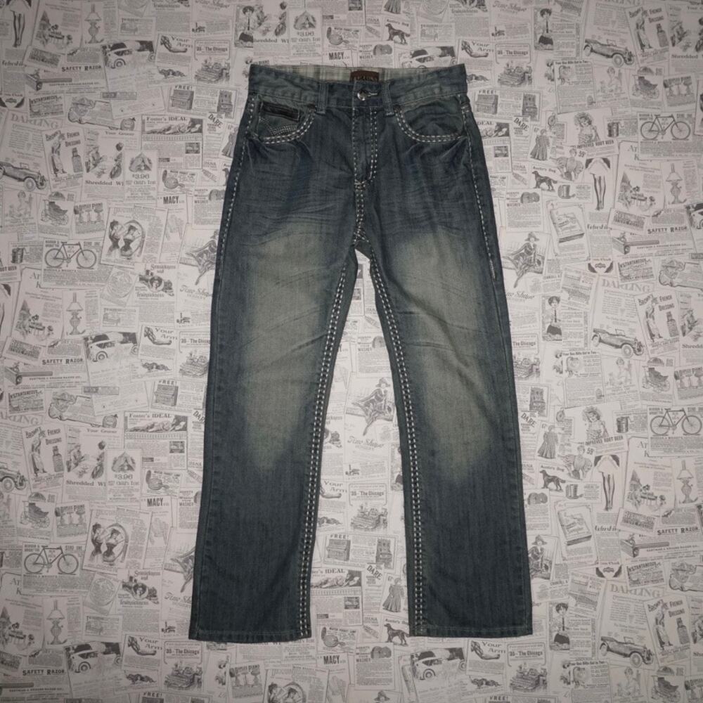 30-Vintage Y2K LAMASINI faded baggy wide leg 00s denim jeans